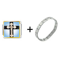 Pugster Gift Center - ivory crcifix on cross combination italian charm bracelet Image.