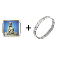Pugster Gift Center - stone buddha combination italian charm bracelet Image.