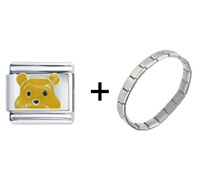 Pugster Gift Center - gold half winnie the pooh combination italian charm bracelet Image.