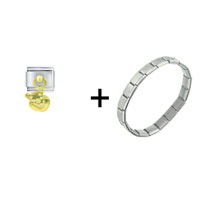 Pugster Gift Center - pooh gold face combination italian charm bracelet Image.