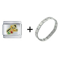 Pugster Gift Center - gold pluto dog combination italian charm bracelet Image.