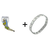 Pugster Gift Center - flying tinkerbell combination italian charm bracelet Image.