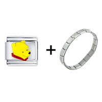Pugster Gift Center - winnie the pooh head shot combination italian charm bracelet Image.