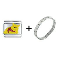 Pugster Gift Center - winnie the pooh lounging combination italian charm bracelet Image.