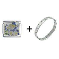 Pugster Gift Center - blue fairy with flowers combination italian charm bracelet Image.