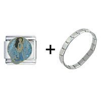 Pugster Gift Center - virgo blue combination italian charm bracelet Image.