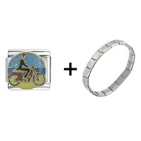 Pugster Gift Center - riding a scooter combination italian charm bracelet Image.