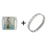 Pugster Gift Center - woman waiting combination italian charm bracelet Image.