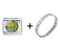 Pugster Gift Center - sunflower and green combination italian charm bracelet Image.