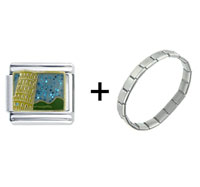 Pugster Gift Center - leaning tower of pisa sky combination italian charm bracelet Image.