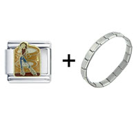 Pugster Gift Center - woman on cell phone combination italian charm bracelet Image.