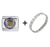 Pugster Gift Center - flower pot combination italian charm bracelet Image.
