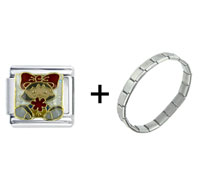 Pugster Gift Center - girl with red flower combination italian charm bracelet Image.