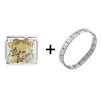 Pugster Gift Center - girl and teddy bear combination italian charm bracelet Image.
