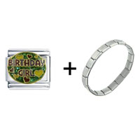 Pugster Gift Center - birthday girl with heart combination italian charm bracelet Image.