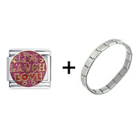 Pugster Gift Center - pink live laugh love combination italian charm bracelet Image.
