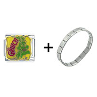Pugster Gift Center - grinch on yellow christmas combination italian charm bracelet Image.