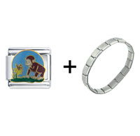 Pugster Gift Center - curious george watches nature combination italian charm bracelet Image.