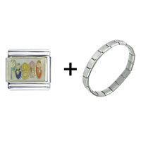 Pugster Gift Center - flower power peace combination italian charm bracelet Image.
