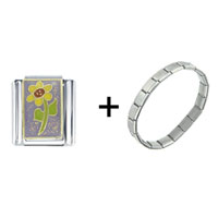 Pugster Gift Center - sun flower combination italian charm bracelet Image.
