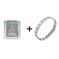 Pugster Gift Center - wedding cake blue back combination italian charm bracelet Image.
