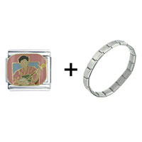 Pugster Gift Center - japanese girl and biwa combination italian charm bracelet Image.