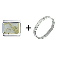 Pugster Gift Center - saxophone music combination italian charm bracelet Image.