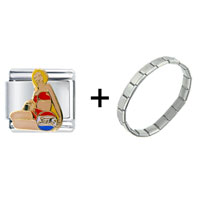 Pugster Gift Center - woman with pepsi beach ball combination italian charm bracelet Image.