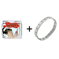 Pugster Gift Center - woman with vintage pepsi bottle combination italian charm bracelet Image.