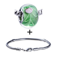 Pugster Gift Center - green murano lotus and line pattern combination Image.