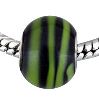 European Beads - olive green and black round murano glass european beads Image.
