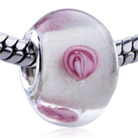 European Beads - white pink flower sarah murano glass european beads Image.