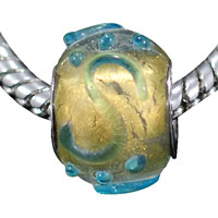 GB078_X15: clear with gold foil round murano glass european beads Image.