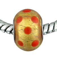 European Beads - champange yellow and orange dotted murano glass european beads Image.