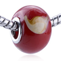 European Beads - red petals murano glass european beads Image.