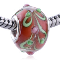 European Beads - red leaf kate murano glass european beads Image.