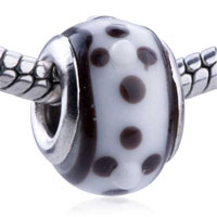 European Beads - light blue stripe murano glass european beads Image.