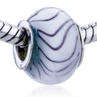 European Beads - red green leaf murano glass european beads Image.