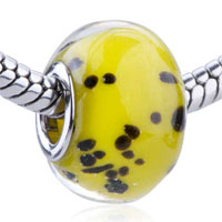 European Beads - yellow black spots murano glass european beads Image.