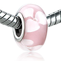European Beads - pink flower murano glass european beads Image.