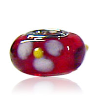 European Beads - red white and yellow texture flower murano glass european beads Image.