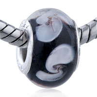 European Beads - white swirl flower murano glass european beads Image.