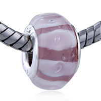 European Beads - pink and pale stripe murano glass european beads Image.