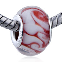 European Beads - orange and white cloud murano glass european beads Image.