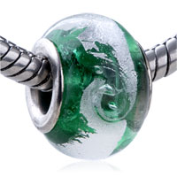 European Beads - silver foil swirl feather murano glass european beads Image.