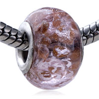 European Beads - silver foil scribble pink translucent murano glass european beads Image.