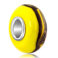 European Beads - black and golden swirl murano glass european beads Image.