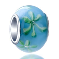 Beads - pale green fireworks murano glass european beads Image.