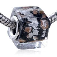 European Beads - silver and golden speckle translucent murano glass european beads Image.