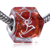 European Beads - silver foil scribble translucent murano glass european beads Image.